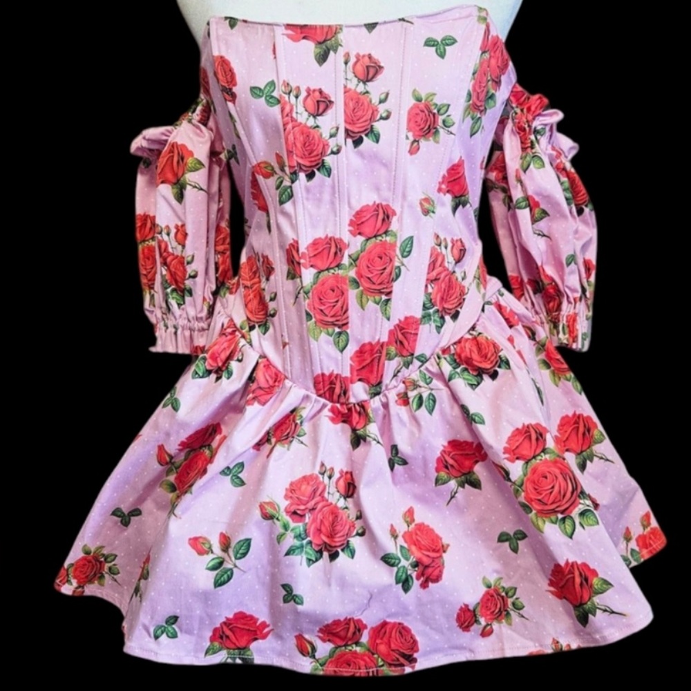 Sugar Thrillz Dolls Kill Holding Court Pink Rose Dress NWT XS - Picture 5 of 12